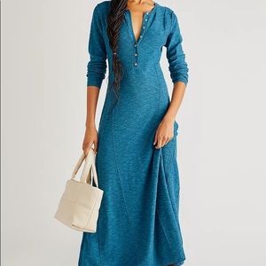 Free People El Topo Maxi sweater Dress XS Blue